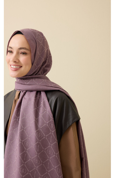 Imannoor İMAN I KAFES GRİ - LİLA TENCEL PAMUK İPEK ŞAL