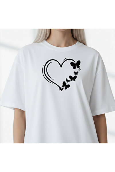 Etoile Studio تي شيرت أبيض كبير الحجم مطبوع عليه قلب