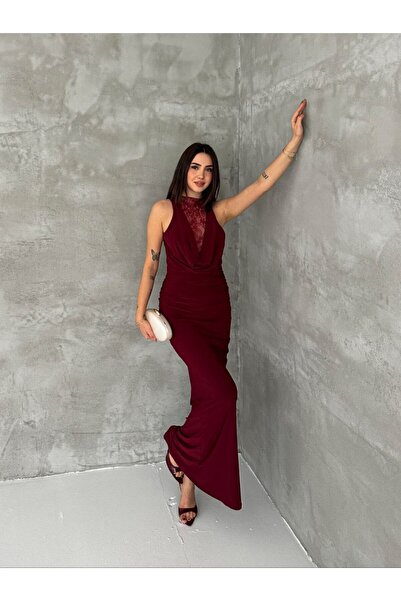 chize Trendy Transparent Lace Detailed Invitation Engagement Sandy Fabric Gra...