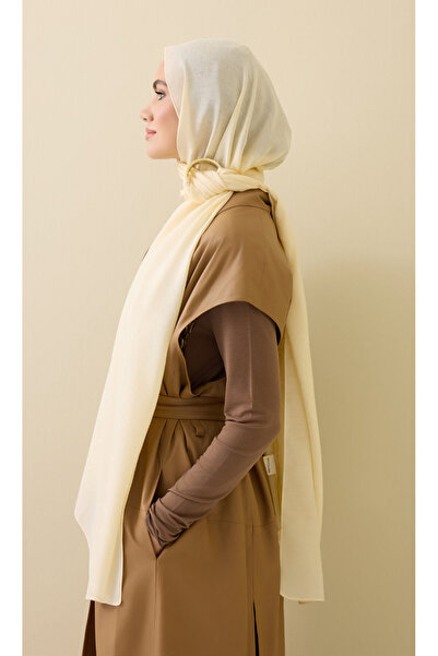 Imannoor İMAN I KAFES KREM TENCEL PAMUK İPEK ŞAL