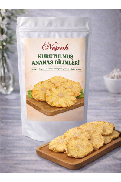 NEŞRAH شرائح أناناس مجففة عالية الجودة - فواكه مجففة نباتية خالية من الإضافات...