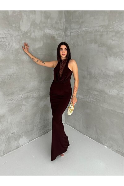 chize Trendy Transparent Lace Detailed Invitation Engagement Sandy Fabric Gra...