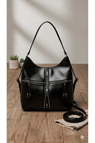 RMY MODA Astarlı Çok Fermuarlı 5 Bölmeli Tasarım Hobo Geniş İç Hacimli Omuz v...