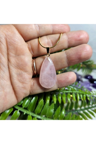 Singincraft Pink Quartz Natural Stone Necklace - 4 - (Handmade Design Products)