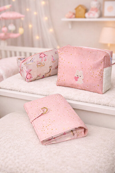 PONÇİK BEBEK Set of 3 - Baby 2-Piece Bag Organizer & Baby Care Bag – Pink