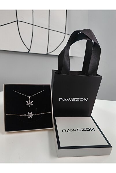 RAWEZON Nerovia Kutulu Çantalı Set- Çelik Beyaz Lotus Kolye-Bileklik -Sevgili...