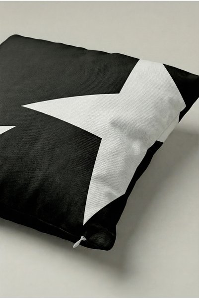 viki concept غطاء وسادة عصري منقوش باللونين الأسود والأبيض 029 - غطاء وسادة مزخرف مقاس 45x45 سم
