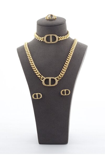 Un A delicate stainless steel accessory set adorned with luxurious zircon sto...