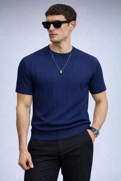 Lufian Erkek Bisiklet Yaka Kısa Kollu Yazlık Triko Tişört