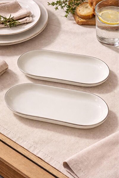 Güral Porselen Bilbao 2 Pieces 25 cm Small Kayak Plate Platinum