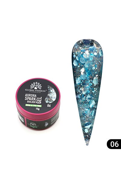 global fashion Nail modeling gel 15 gr, Aurora Spark Builder Gel 06