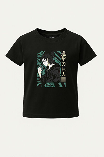 nirvoda Çocuk Tişört Attack on Titan Eren Baskılı Çocuk Tshirt