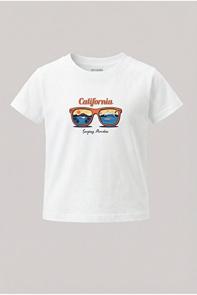 nirvoda تي شيرت للأطفال مطبوع عليه صورة كاليفورنيا صيفية للأطفال
