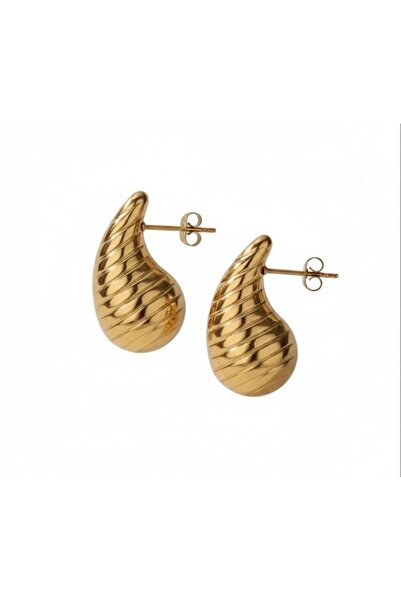 Damla Model Çelik Gold Küpe