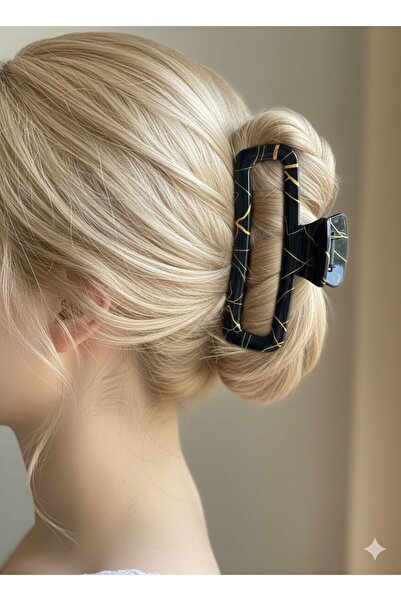 LUXENYA DESİGN Women's Flat Hair Clip with Gold Detail, Large Size Hair Clip ...