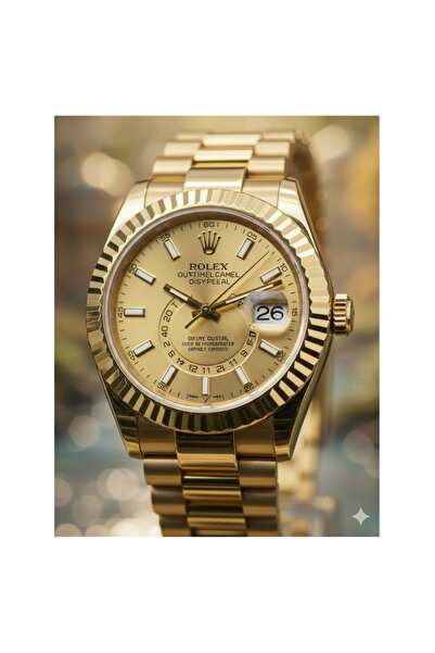 LAOBANX ساعة فاخرة من الذهب الممتاز - مينا بلون الشمبانيا | إطار مخدد | تصميم...