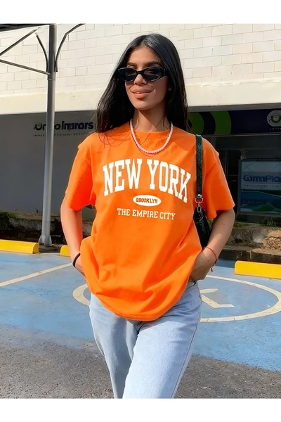 mercoledi New York Empire Printed Unisex Oversize Comfortable Basic T-Shirt