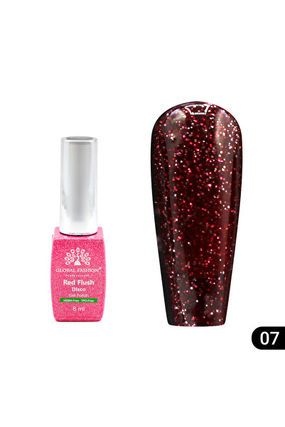 global fashion Semi-permanent nail polish Red Flush Disco 8 ml, 07