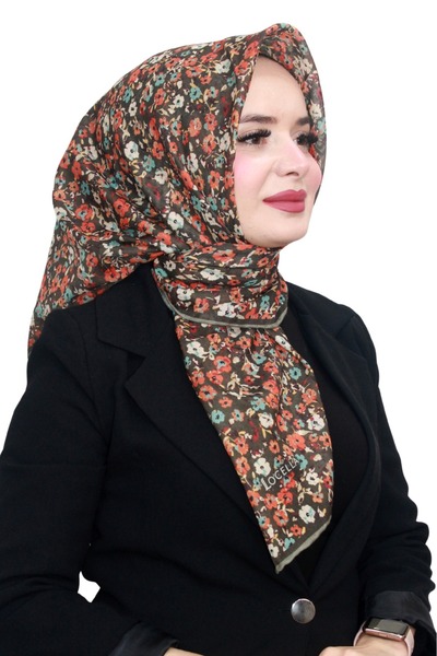 locella Cotton Soft Scarf Hand-Sewn Crispy Flower Pattern