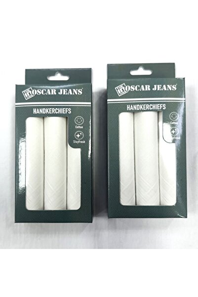 OSCAR JEANS 6-Pack 100% Organic Cotton Handkerchiefs Platinum Collection Soft...