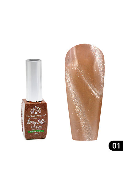 global fashion Semi-permanent cat eye nail polish Honey Latte 8 ml, 01