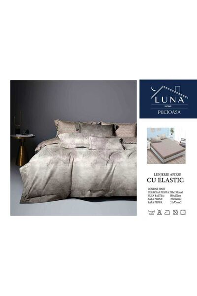 OEM 6-Piece Bed Linen with Stretchy 180x200 – Finet Premium Elegant Grey