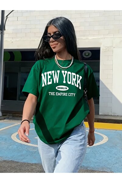 mercoledi New York Empire Printed Unisex Oversize Comfortable Basic T-Shirt