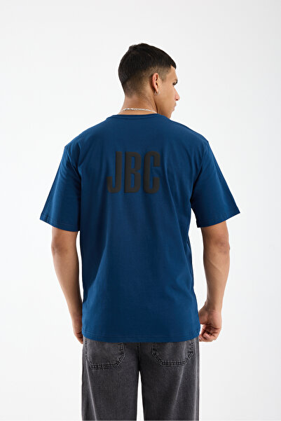 JBC Puffy Velvet Print Men's White Oversize Thick Tok Fabric Crew Neck T-Shirt