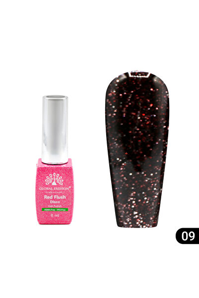 global fashion Ημιμόνιμο βερνίκι νυχιών Red Flush Disco 8 ml, 09
