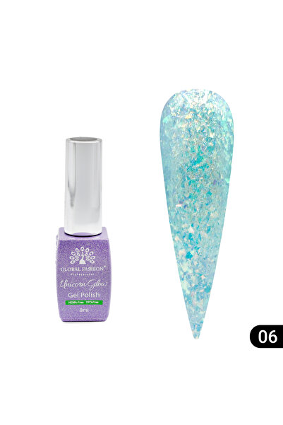 global fashion Semi-permanent nail polish Unicorn Glow 8 ml, 06