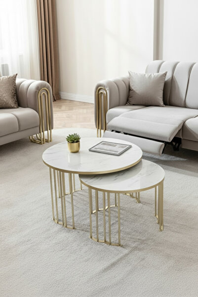 usta mekan Lotus Gold Marmo Lak Panel 1+1 Orta Sehpa