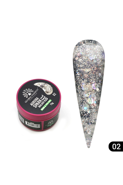 global fashion Nail modeling gel 15 gr, Aurora Spark Builder Gel 02