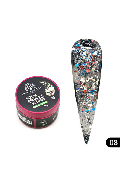 global fashion Gel pentru modelarea unghiilor 15 gr, Aurora Spark Builder Gel 08