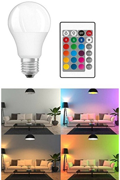 RESİWE RW-75 10W Kumandalı RGB LED Ampul E27 16 Renk Renk Değiştiren Uzaktan ...