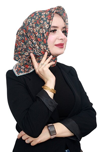 locella Cotton Soft Scarf Hand-Sewn Crispy Flower Pattern