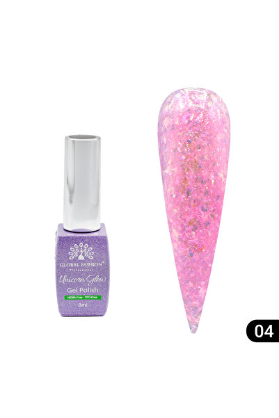 global fashion Semi-permanent nail polish Unicorn Glow 8 ml, 04