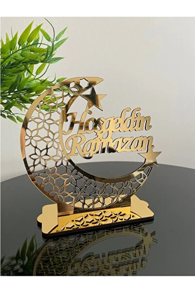 Muhtalif Markalar altın pleksi Hoşgeldin Ramazan hilal içi papatya desenli sü...