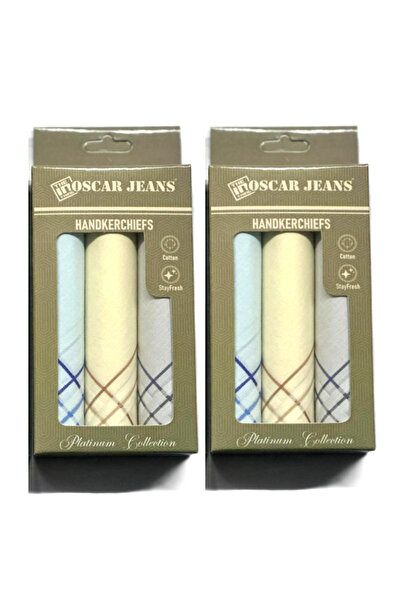 OSCAR JEANS 6-Pack 100% Organic Cotton Handkerchiefs Platinum Collection Soft...