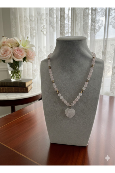 Zihintaşı Atölyesi Pink Quartz Natural Stone Handmade Necklace