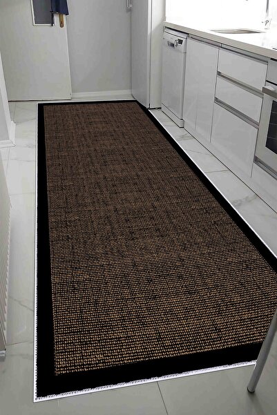 VOPTEKS Siyah Vizon Halı Mutfak Halısı Makinede Yıkanabilir Halı Kaymaz Taban...