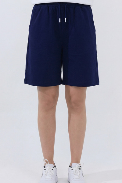 Veleno Women's Navy Blue Oversize Relaxed Bermuda Shorts Comfortable Fit