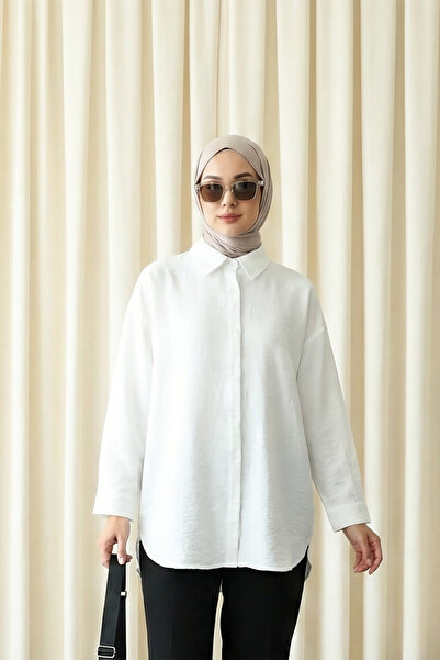 MODAQU Buttoned Oval Cut Shirt - White