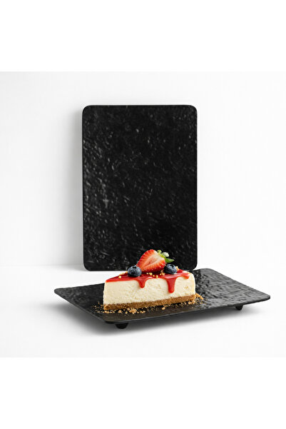 mastergold White rectangular serving dish with a stone texture - a display di...