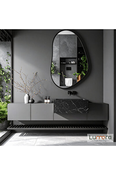lumora mirror design Nelyos Siyah Boyalı MDF Çerçeveli Dekoratif Ayna