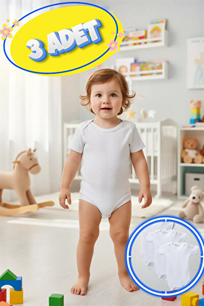 candar 3-Piece Short Sleeve Plus Size Bodysuit White – Cotton, Snap Fasteners...