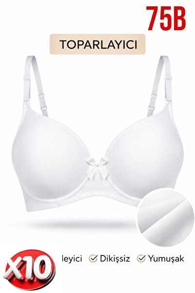 PRUSA İÇ GİYİM Women's Padded (Supported) Underwire Gathering White Bra X10 (...