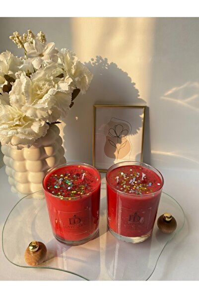 Laydora design Lüks Soyawax Dekoratif Bardak Mum Lavanta & Gül Kokulu