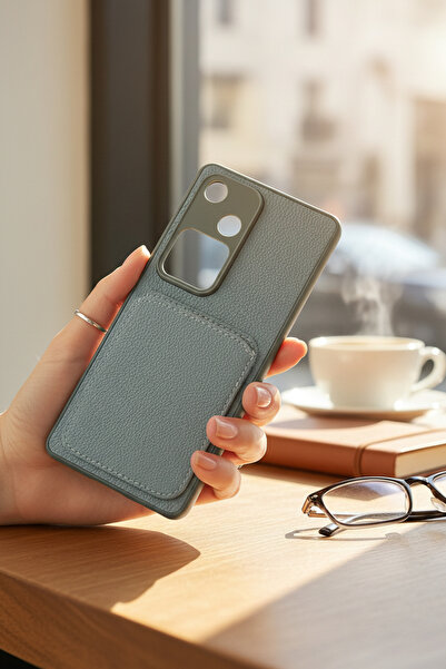 batuteknoloji Vivo V30 Kartlıklı Suni Deri BTU Duo Case Silikon Kapak