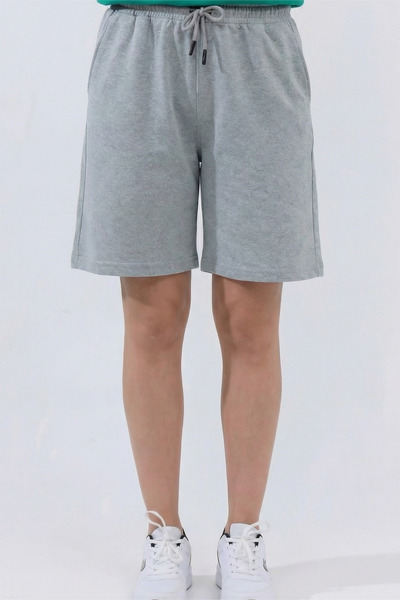 Veleno Women's Gray Oversize Relaxed Bermuda Shorts Comfortable Fit