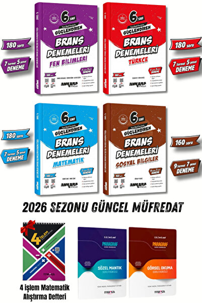 Ankara Yayıncılık 6. Sınıf Matematik Türkçe Fen Sosyal Bilimler Branş Denemel...
